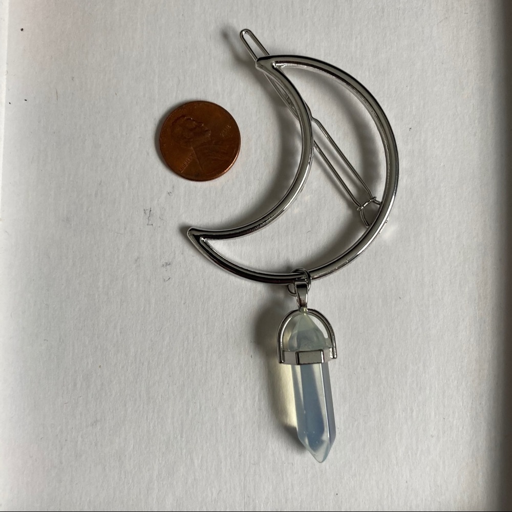 Boho Moon Dangle Opal Hair Clip - Picture 5 of 7